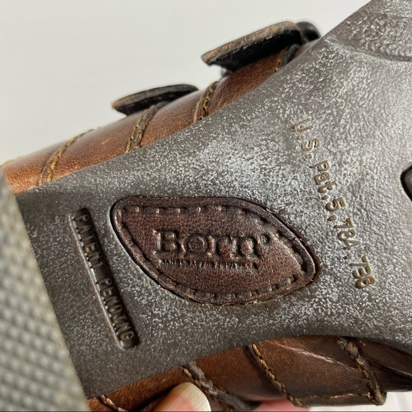 Born Brown Leather Slip-on Heeled Mules 7 / 38 - Picture 8 of 12